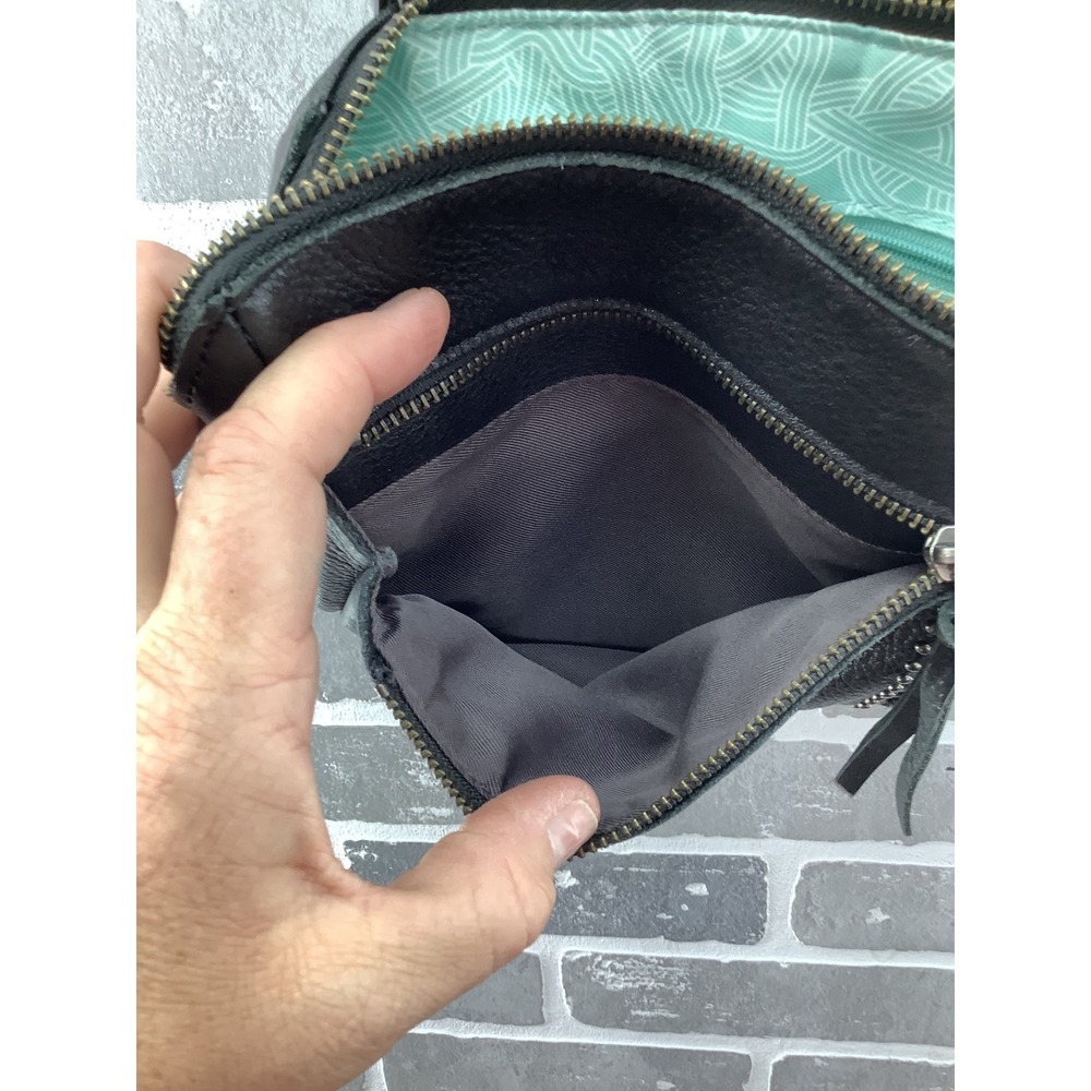 The Sak Black Pebbled Leather Convertible Backpack Crossbody Bag Studded Trim - Picture 8 of 8